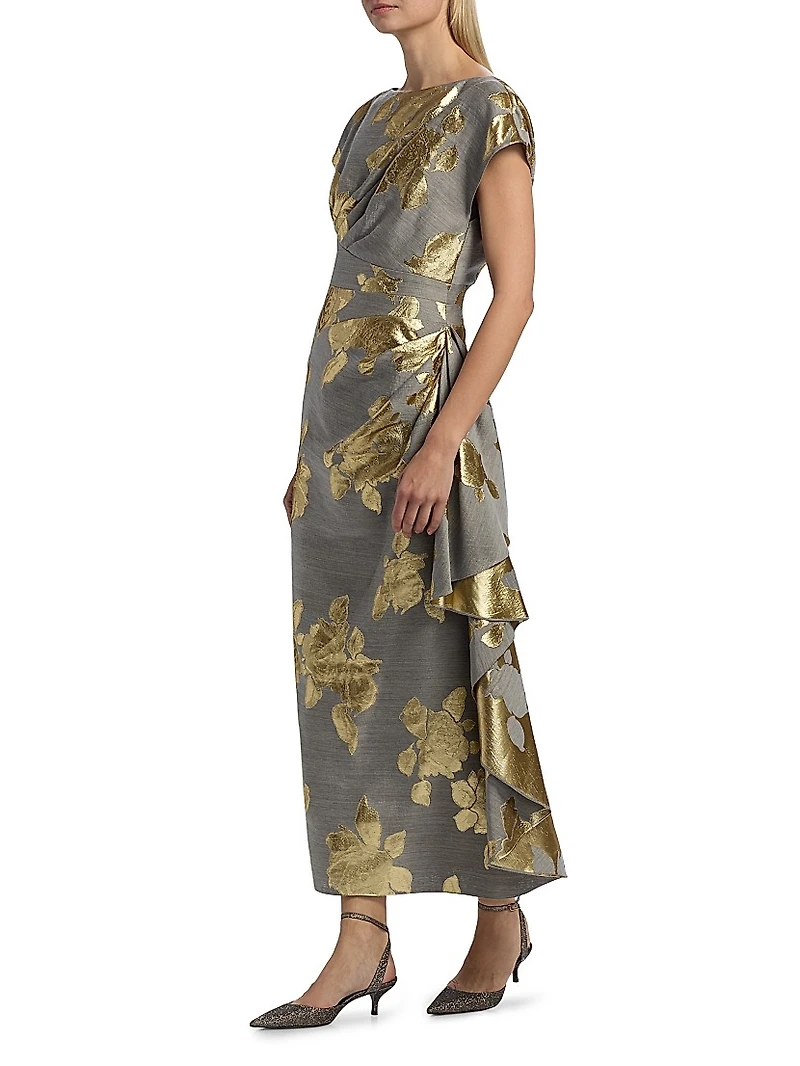 Florence Metallic Floral Cocktail Dress