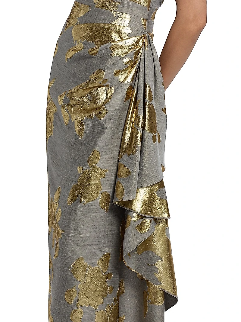 Florence Metallic Floral Cocktail Dress