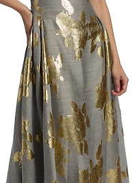 Metallic FLoral Sleeveless Cocktail Dress