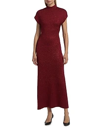 Sequined Knit Mock Turtleneck Body-Con Dress