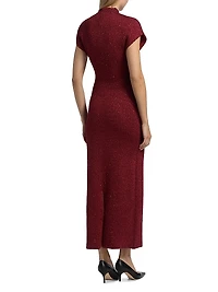 Sequined Knit Mock Turtleneck Body-Con Dress