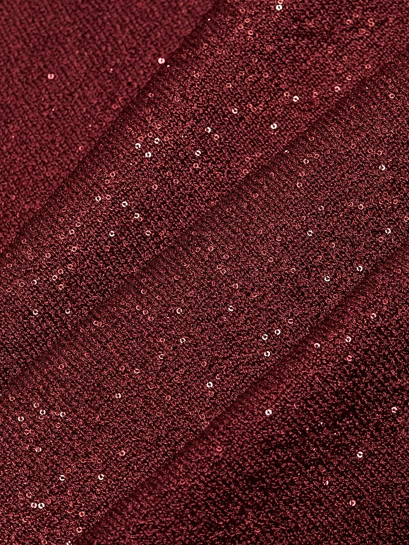 Sequined Knit Mock Turtleneck Body-Con Dress