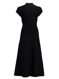 Floral Jacquard Mock Turtleneck Dress