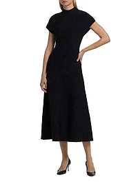 Floral Jacquard Mock Turtleneck Dress