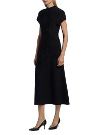 Floral Jacquard Mock Turtleneck Dress