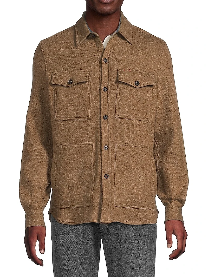 Stretch-Cashmere Double Face Overshirt
