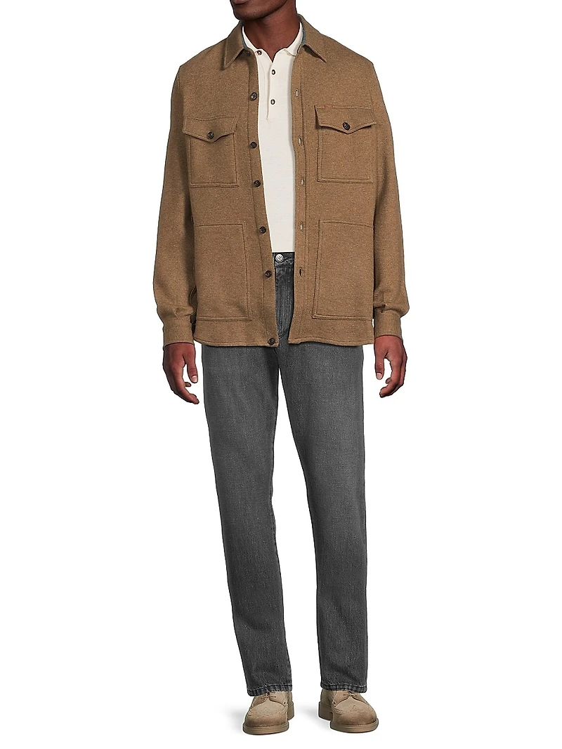 Stretch-Cashmere Double Face Overshirt