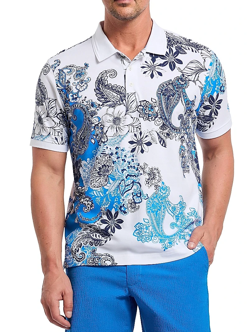 Orzell Printed Cotton Polo Shirt