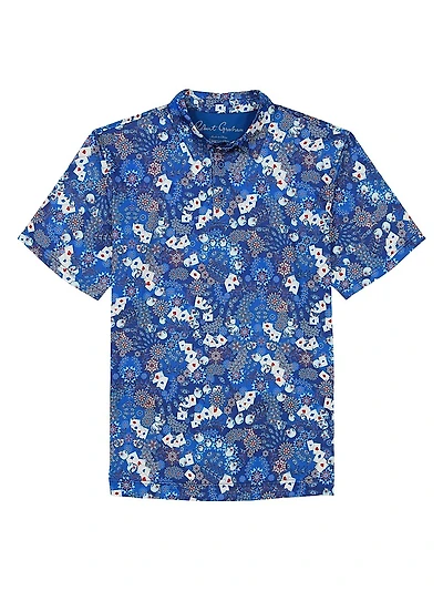 Ace Of Skulls Printed Knit Polo Shirt
