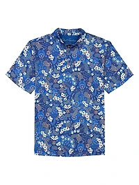 Ace Of Skulls Printed Knit Polo Shirt