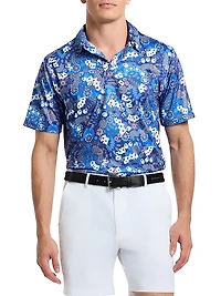 Ace Of Skulls Printed Knit Polo Shirt