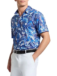 Ace Of Skulls Printed Knit Polo Shirt