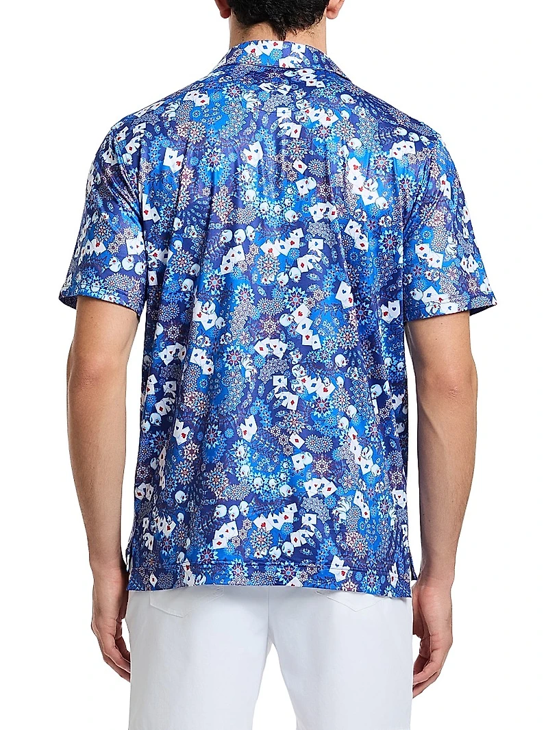 Ace Of Skulls Printed Knit Polo Shirt