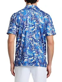 Ace Of Skulls Printed Knit Polo Shirt