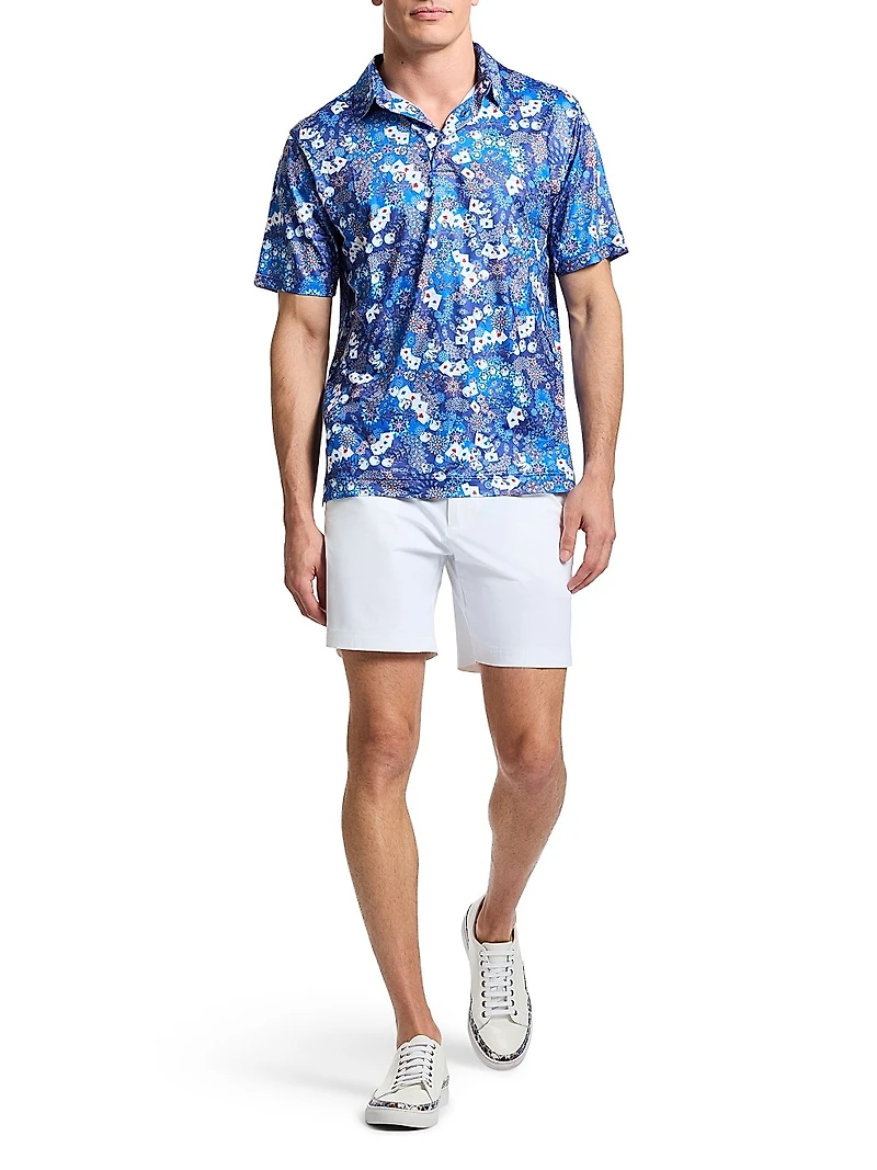 Ace Of Skulls Printed Knit Polo Shirt