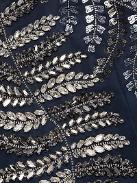 Embroidered Faille Pleated Gown