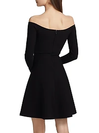 Floral-Appliquéd Off-the-Shoulder Minidress
