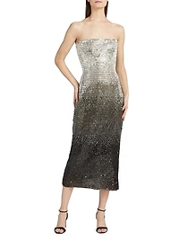 Ombré-Sequined Strapless Cocktail Dress