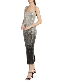 Ombré-Sequined Strapless Cocktail Dress