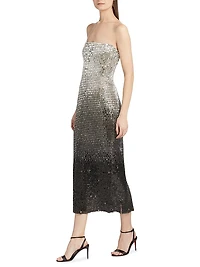 Ombré-Sequined Strapless Cocktail Dress