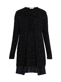 Textured Paillette Tweed Fringe Jacket