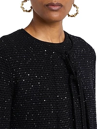 Textured Paillette Tweed Fringe Jacket