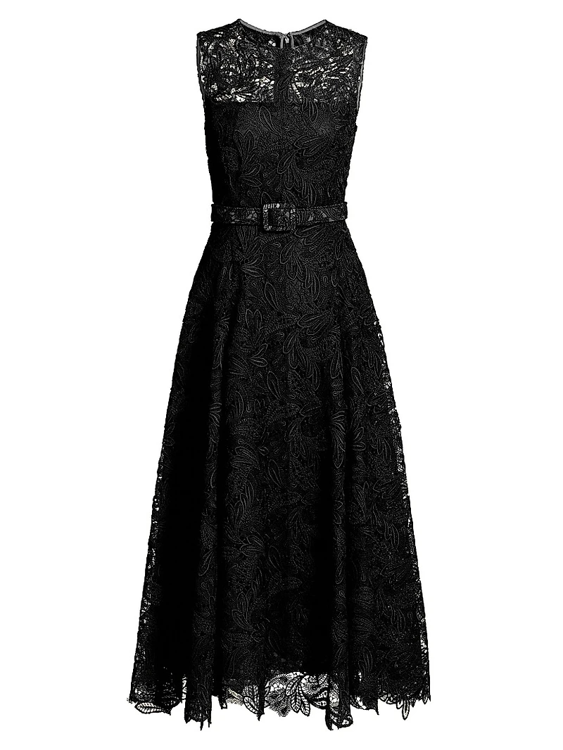 Feather Scroll Guipure Day Dress