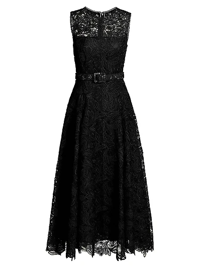 Feather Scroll Guipure Day Dress