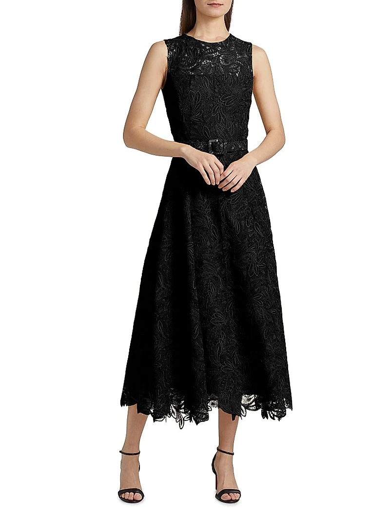 Feather Scroll Guipure Day Dress