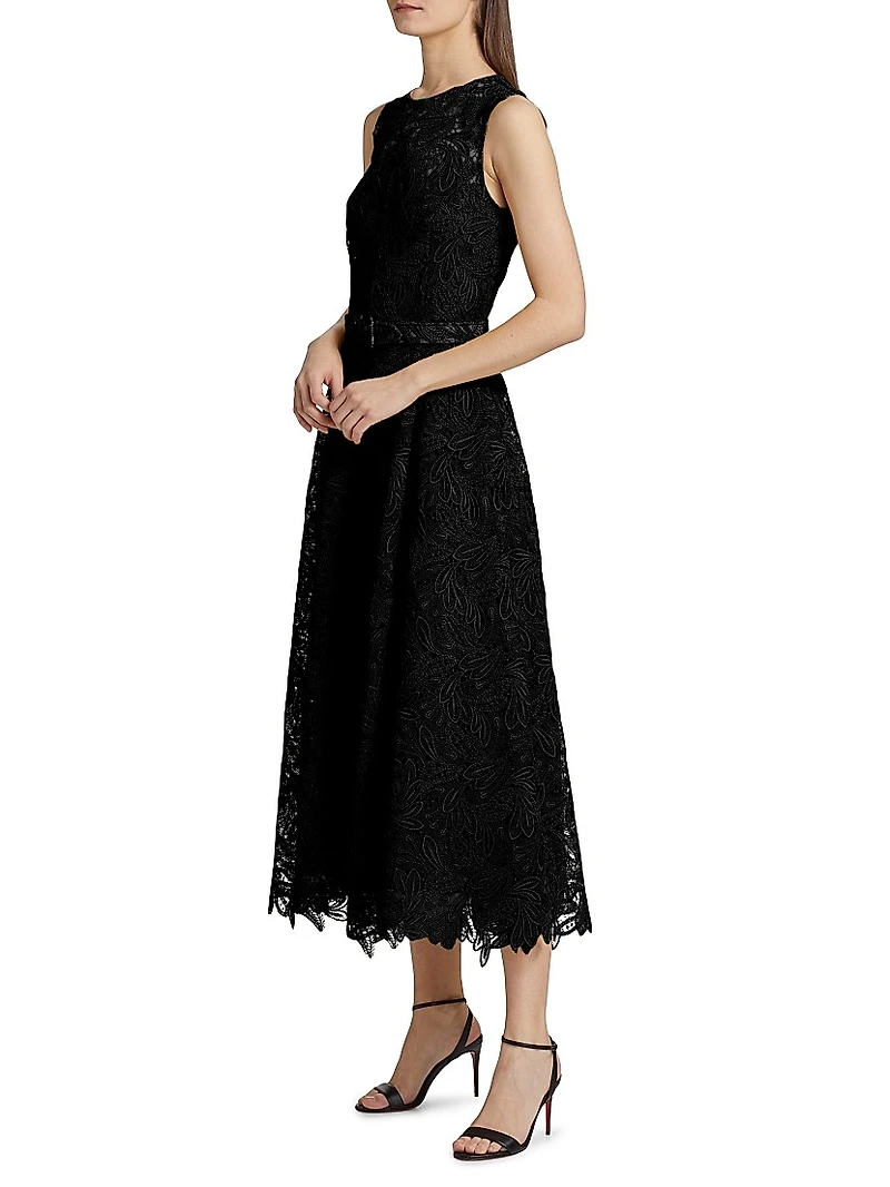 Feather Scroll Guipure Day Dress