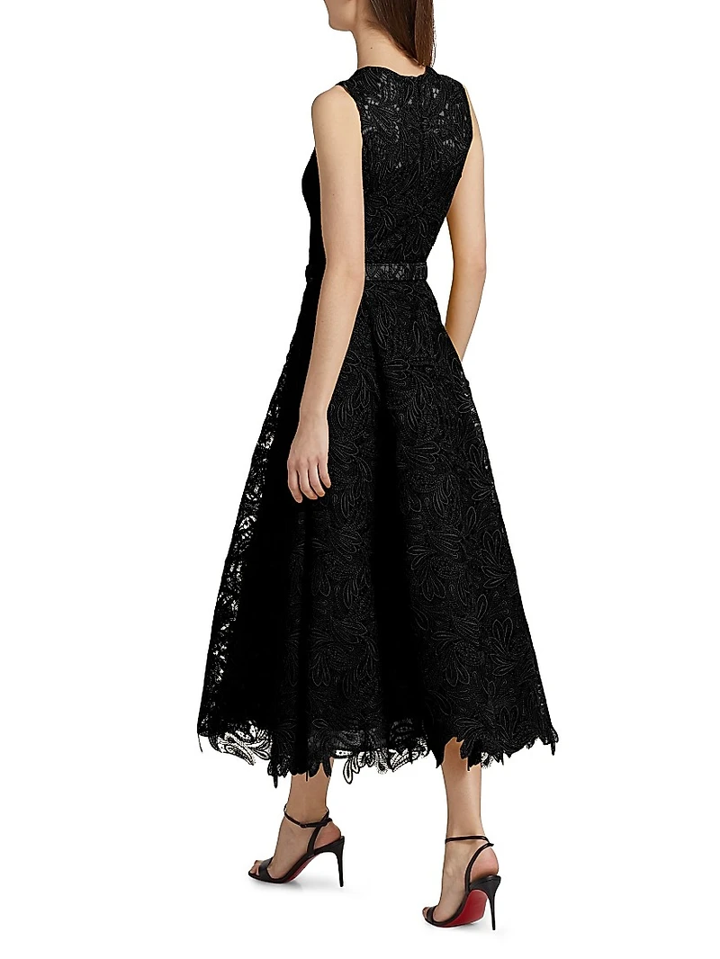 Feather Scroll Guipure Day Dress