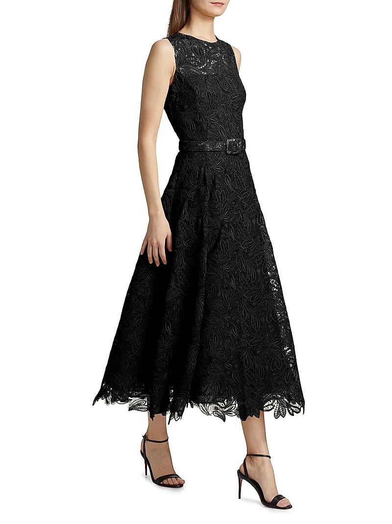 Feather Scroll Guipure Day Dress