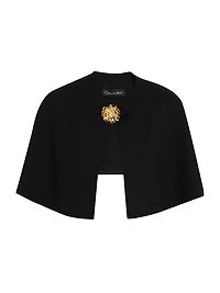 Tweed Elbow-Sleeve Cape Jacket