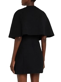 Tweed Elbow-Sleeve Cape Jacket