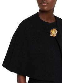 Tweed Elbow-Sleeve Cape Jacket