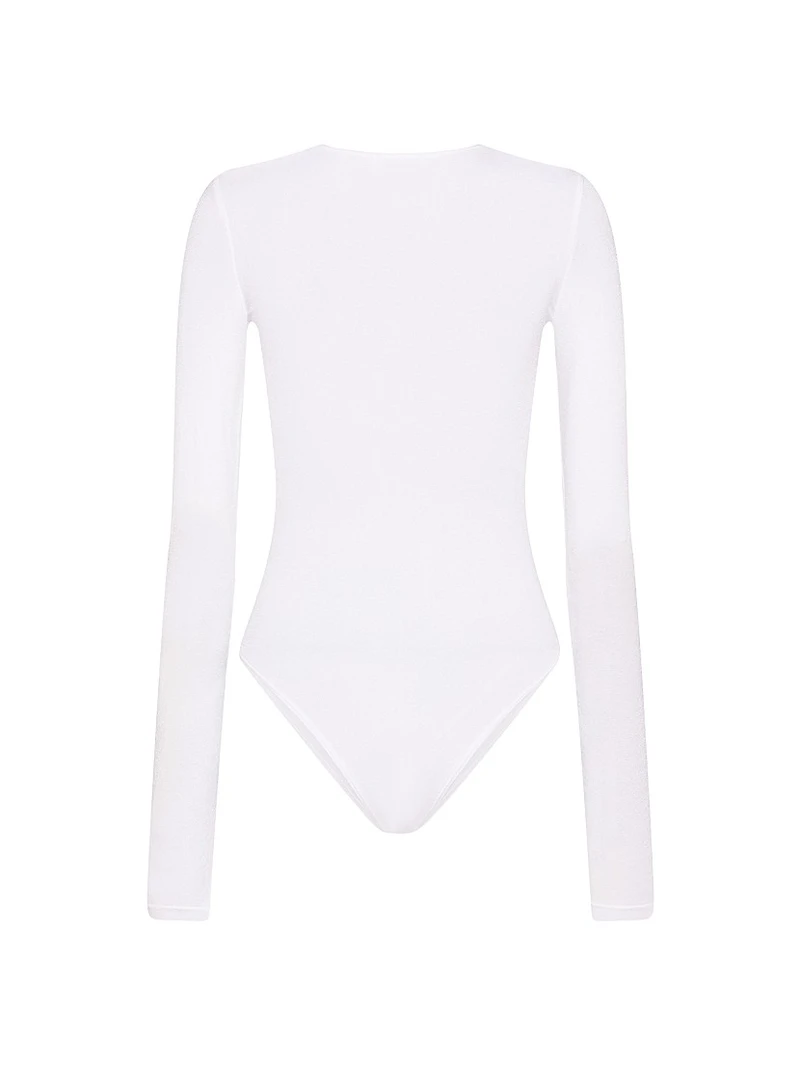 Jewel Neck Long-Sleeve Bodysuit