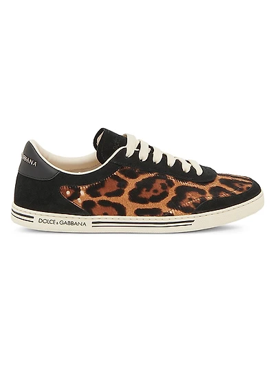 Leopard-Print Calf Hair Low-Top Sneakers