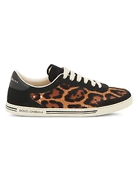 Leopard-Print Calf Hair Low-Top Sneakers