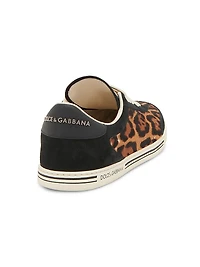 Leopard-Print Calf Hair Low-Top Sneakers
