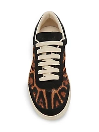 Leopard-Print Calf Hair Low-Top Sneakers