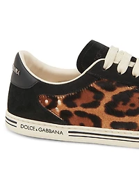 Leopard-Print Calf Hair Low-Top Sneakers