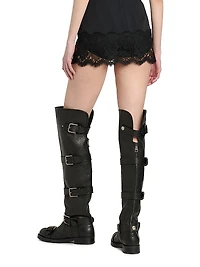 Buckle-Detail Leather Over-The-Knee Moto Boots