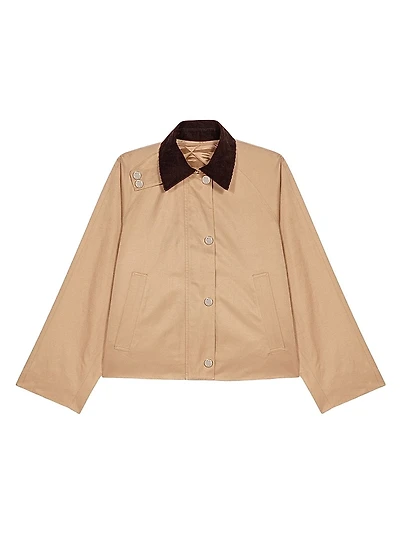 Trapeze Jacket with Contrast Collar