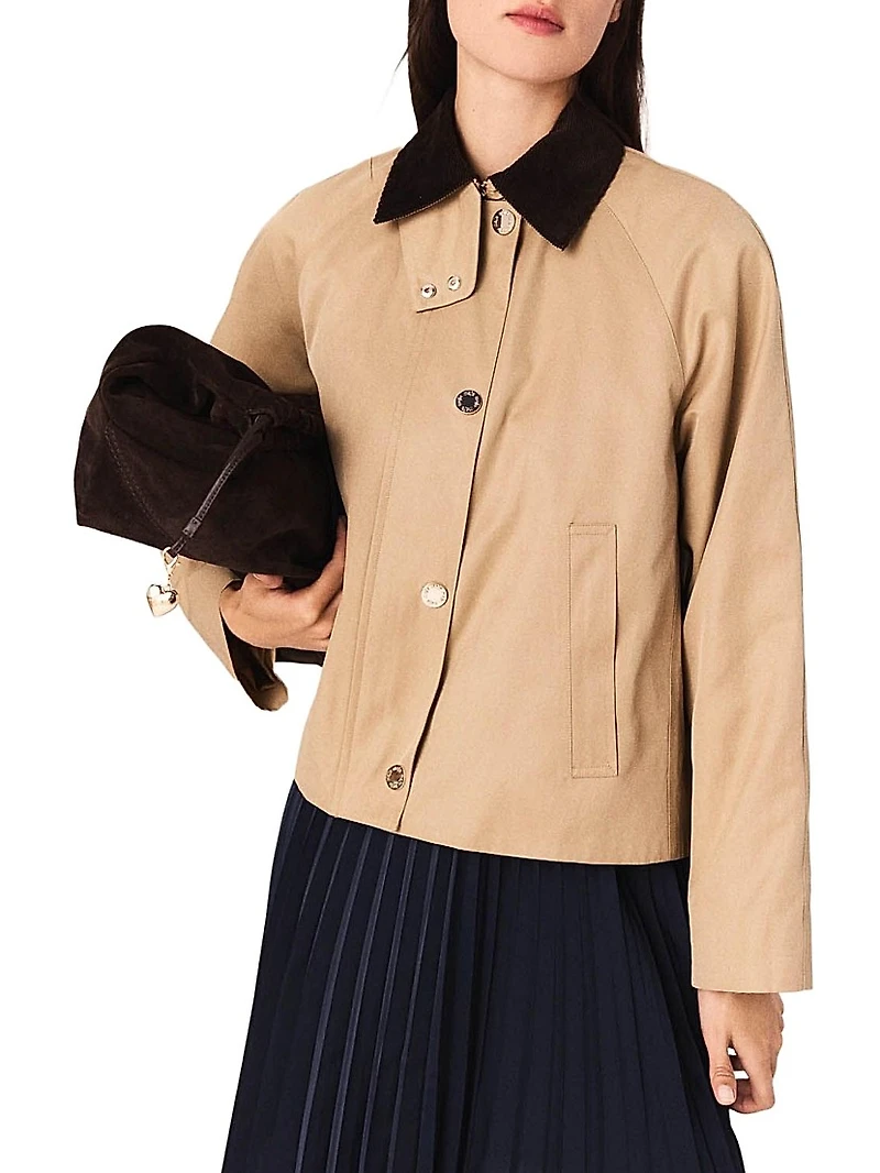 Trapeze Jacket with Contrast Collar