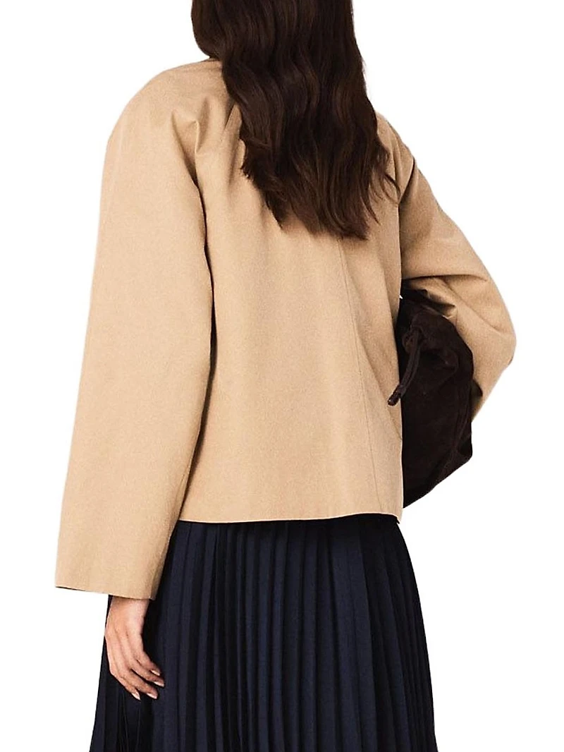 Trapeze Jacket with Contrast Collar