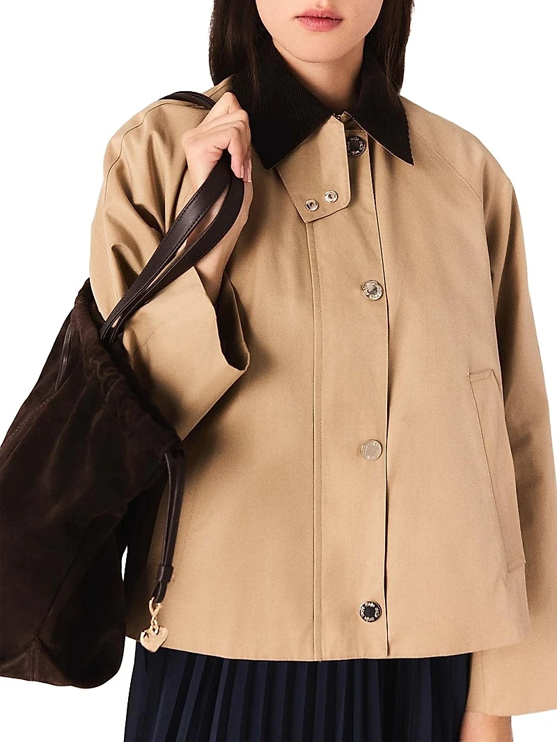 Trapeze Jacket with Contrast Collar