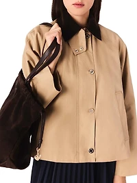 Trapeze Jacket with Contrast Collar