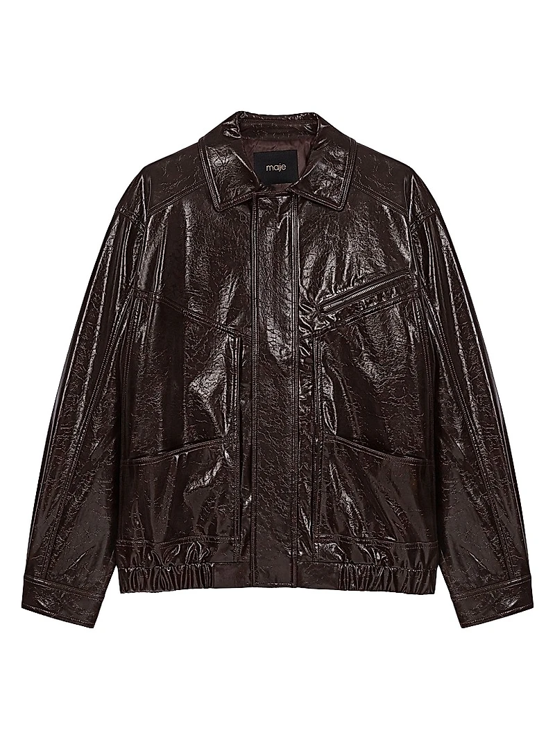 Cracked Faux Leather Jacket