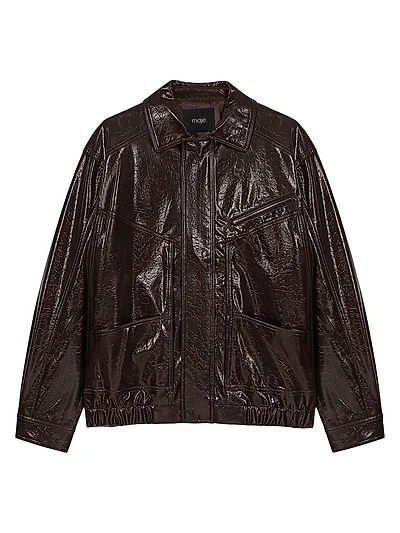 Cracked Faux Leather Jacket