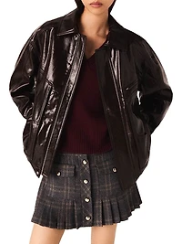 Cracked Faux Leather Jacket